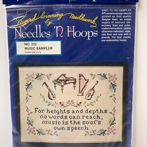 New Needles 'N Hoops Cross Stitch Sampler Kit Music Samp No. 212 Linen Floss